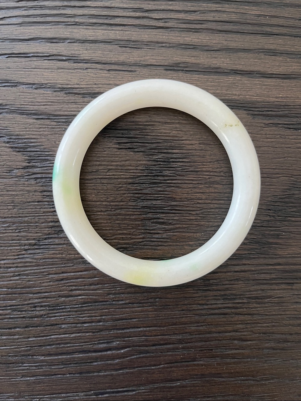 White/Cream Jade Bangle Bracelet with Subtle Green Accents